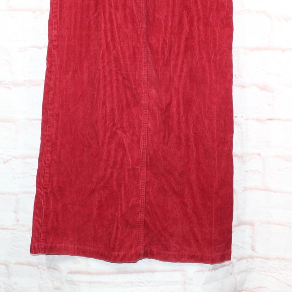 *Womens Red Cotton Sleeveless Button Front Corduroy Long Dress Size S - Picture 6 of 9